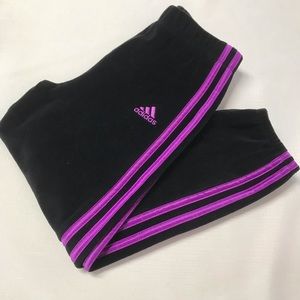 Adidas girls black pants 6X velour purple joggers